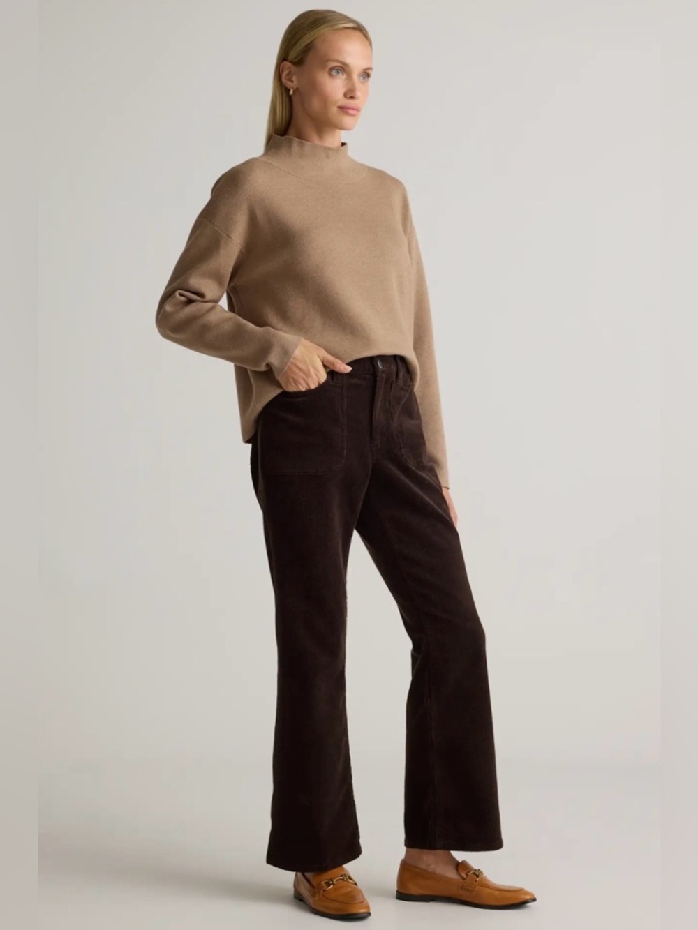 Quince Organic Stretch Corduroy Flare Pants In Espresso Size 10 - Picture 4 of 14